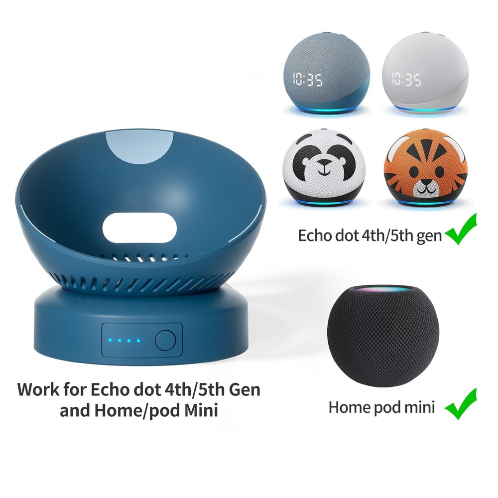 Blue Battery Base for Echo Dot 5th 4th Gen Portable Homepod Mini Stand