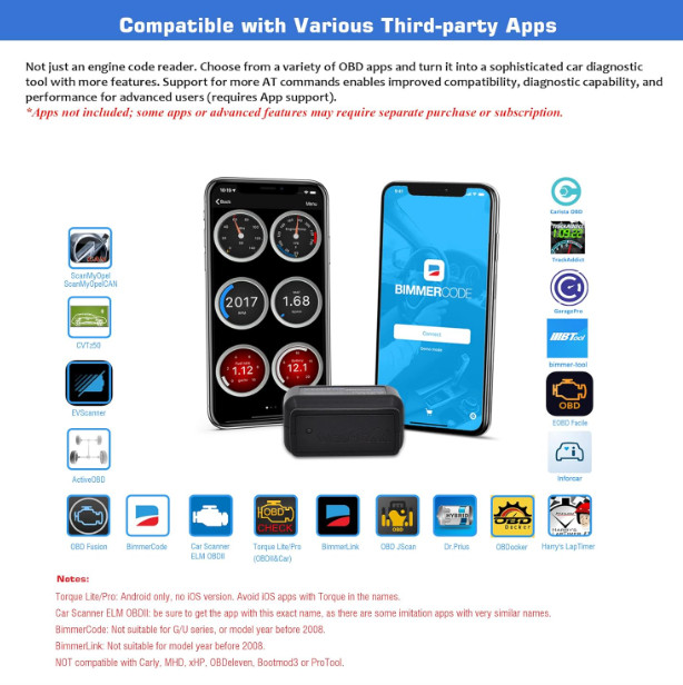 Veepeak OBDCheck BLE+ Bluetooth OBD2 Scanner for iOS & Android