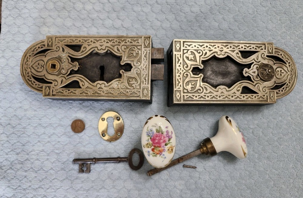 French Decorated Rim Lock RH Double Door