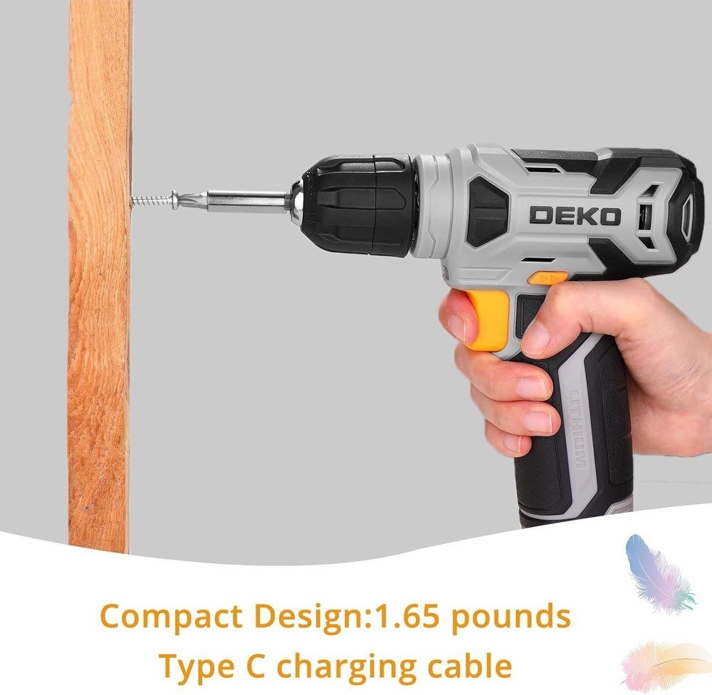 Lightweight 8V Cordless Power Drill & 42-Piece Accessory Kit for DIY Projects