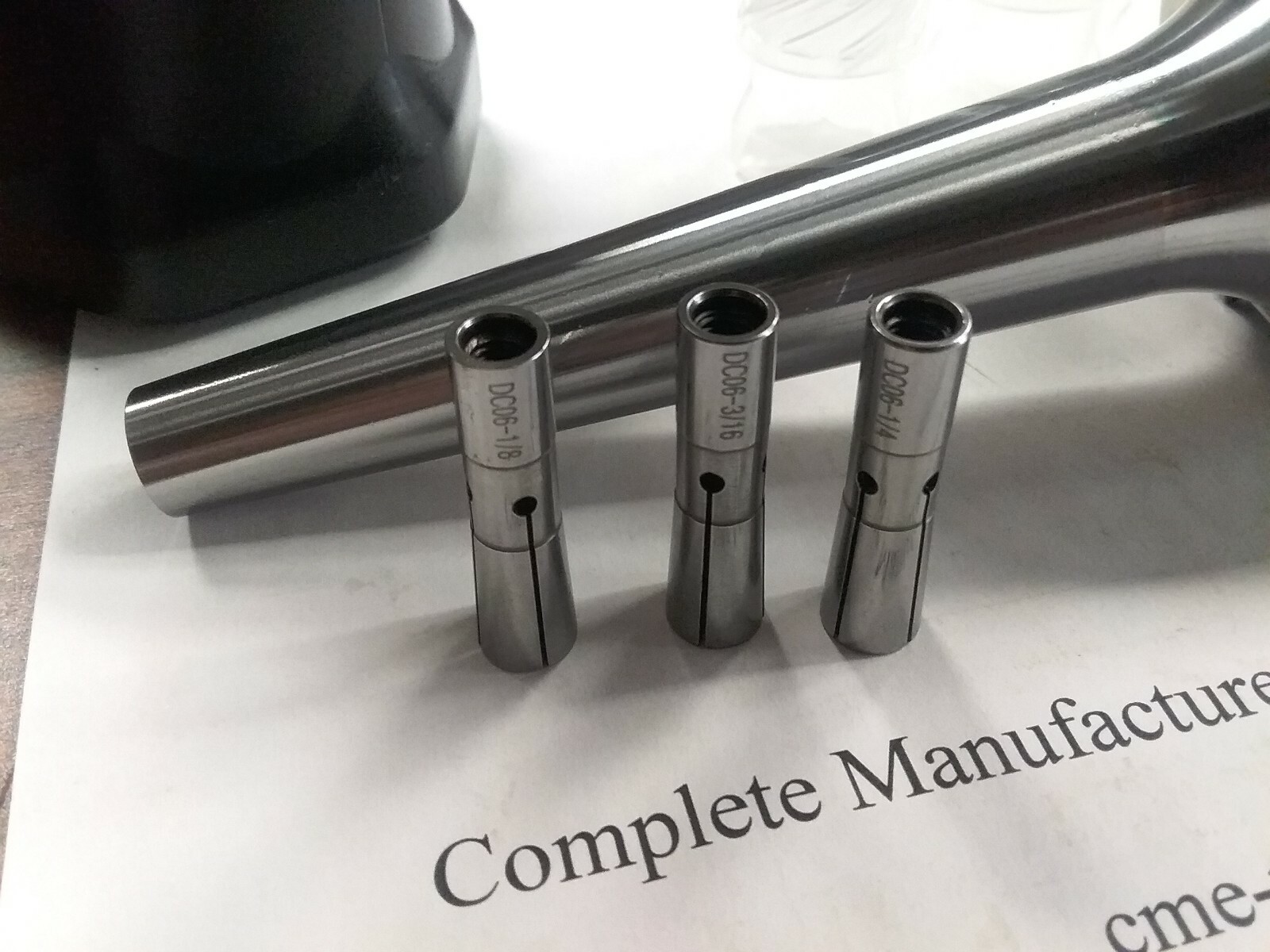 Slim Fit Collet Chuck HSK63A-DC06-6" & 3 Collets 1/8",3/16",1/4" #HSK63A-DC06-6