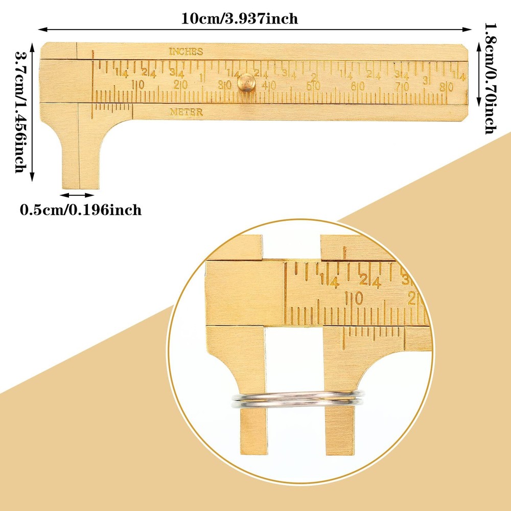 2 Pack Brass Vernier Caliper Pocket Handy Caliper Measuring Mini Tool