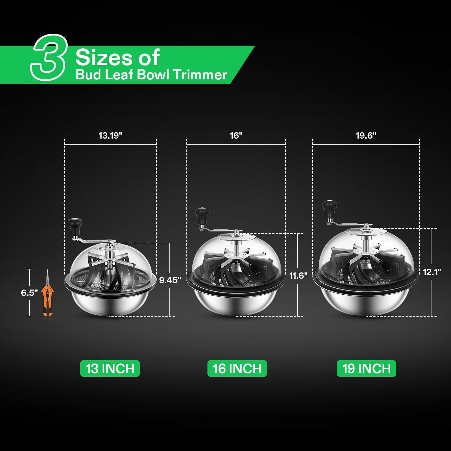 19 inch Bud Leaf Bowl TrimmerClear Visibility Dome,Sharp Stainless Steel Blades
