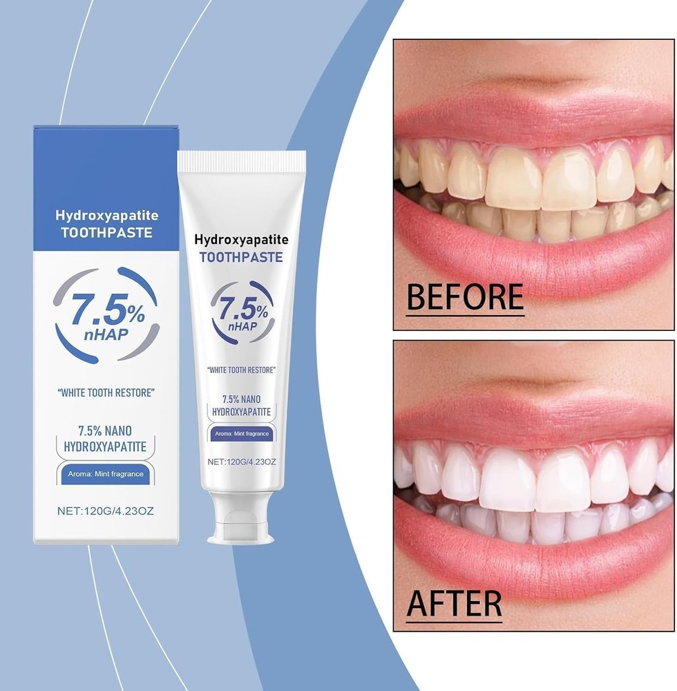Natural Hydroxyapatite Toothpaste for Whiter Teeth & Sensitivity Relief - 2pcs