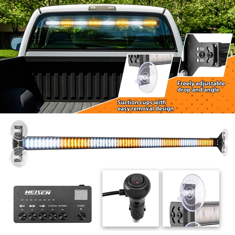 35" Amber White Traffic Advisor Strobe Emergency Light Bar Warning w/ Controller