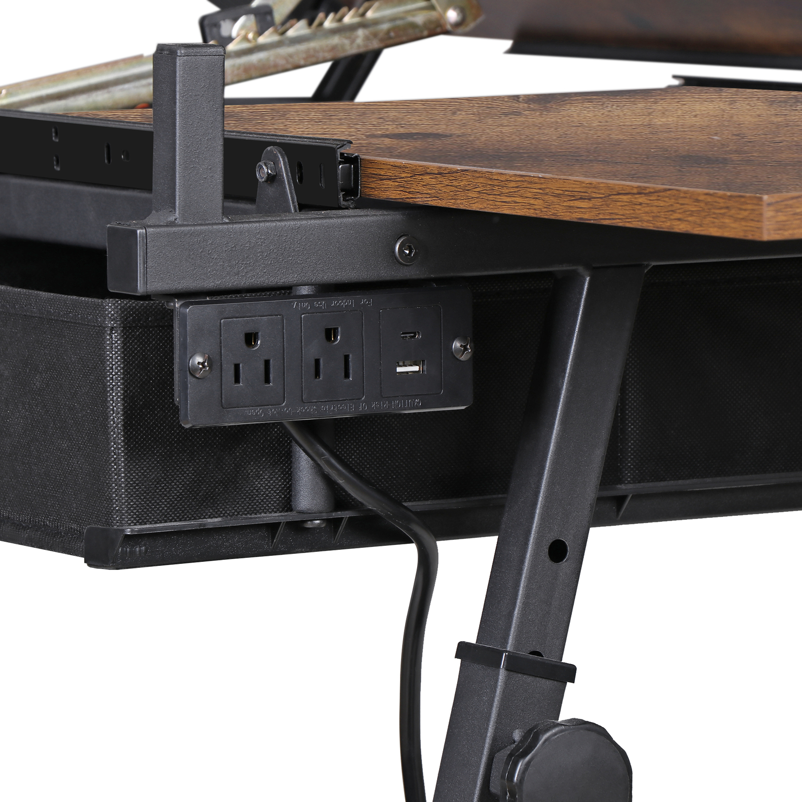 Drafting Table Drawing Desk Adjustable Tabletop w/Charging Station & Stool Retro