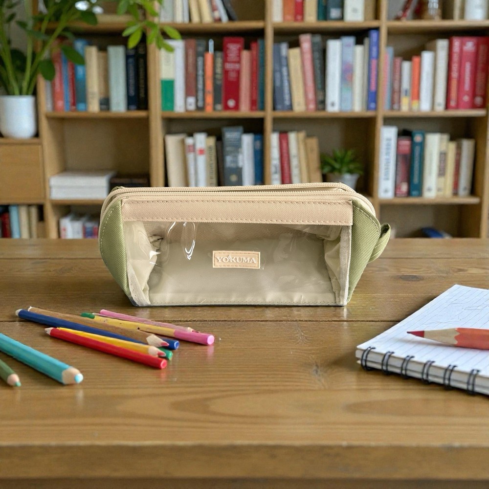 YOKUMA Clear Aesthetic Pencil Case Pouch.  (Green)