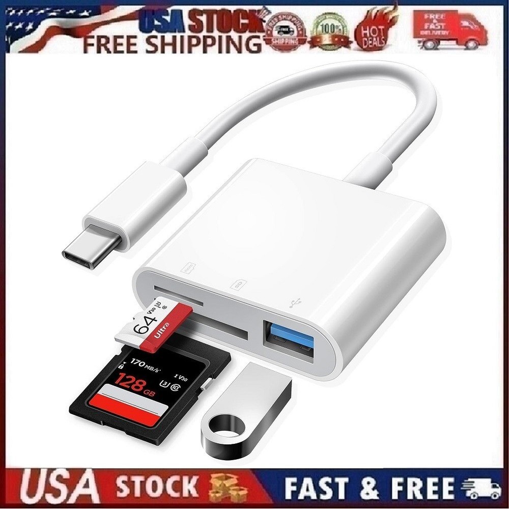 3-in-1 SD Memory Card Reader - USB C to SD/TF/OTG for Micro SD/SDHC/MMC