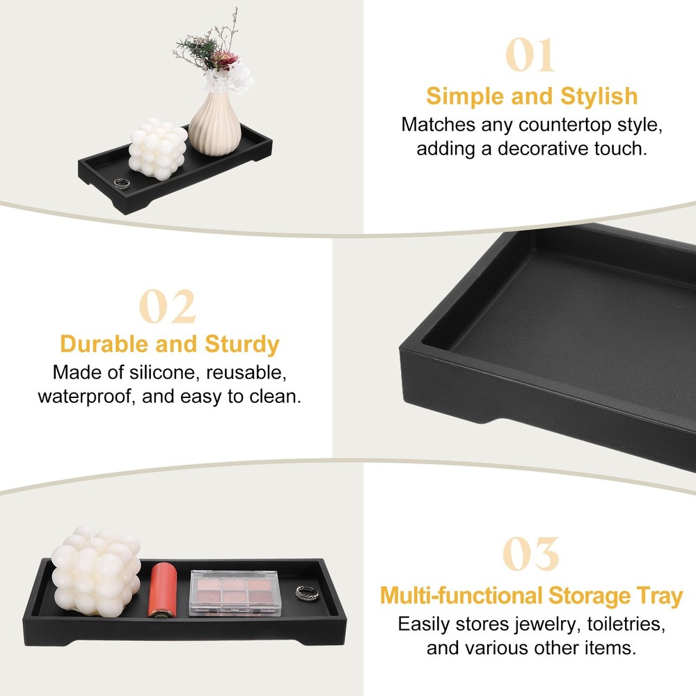 Silicone bath tray 25x10 cm for makeup, black