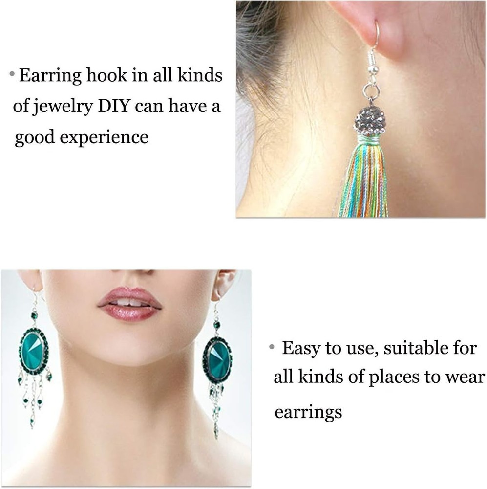 Transparent Storage Box with 120 Silver Plated Earring Hooks for DIY Projects