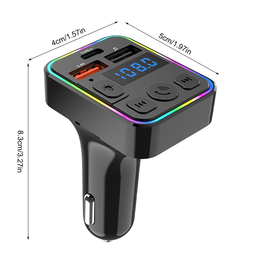 Car Music Adapter MP3 Wireless Transmitter Double USB With Type-C Port