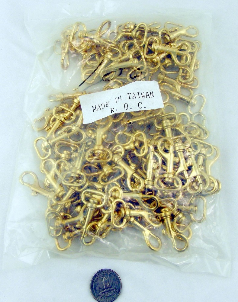 3/4" Swivel Snap Hook,  Brass Plated (100 Pack)
