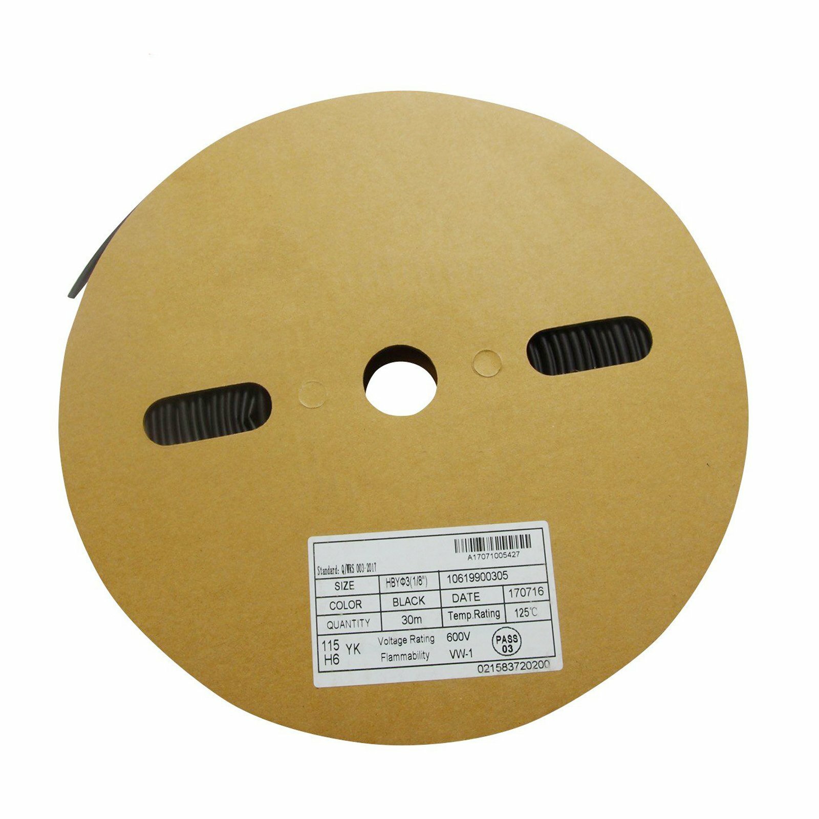 Heat Shrink Tubing Tube Cable 100 FT. 100' Feet BLACK 1/8" 3mm Polyolefin 2:1 UL