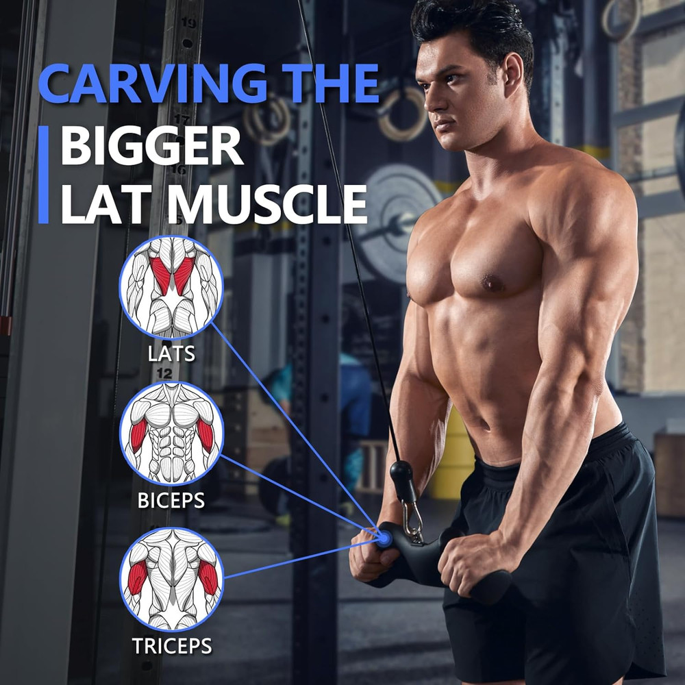 LAT Pulldown Attachments-Lat Pull down Bar with Ergonomic Grips, Bicep Tricep Ba
