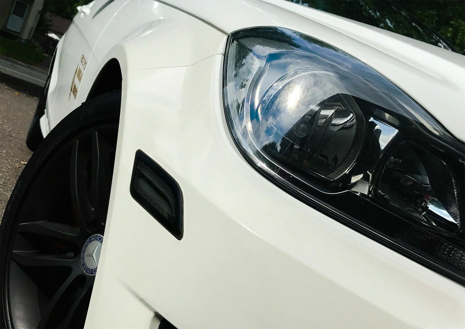 White LED Side Marker Lights Smoke Lens For 2012-14 Mercedes W204 C250 C300 C350