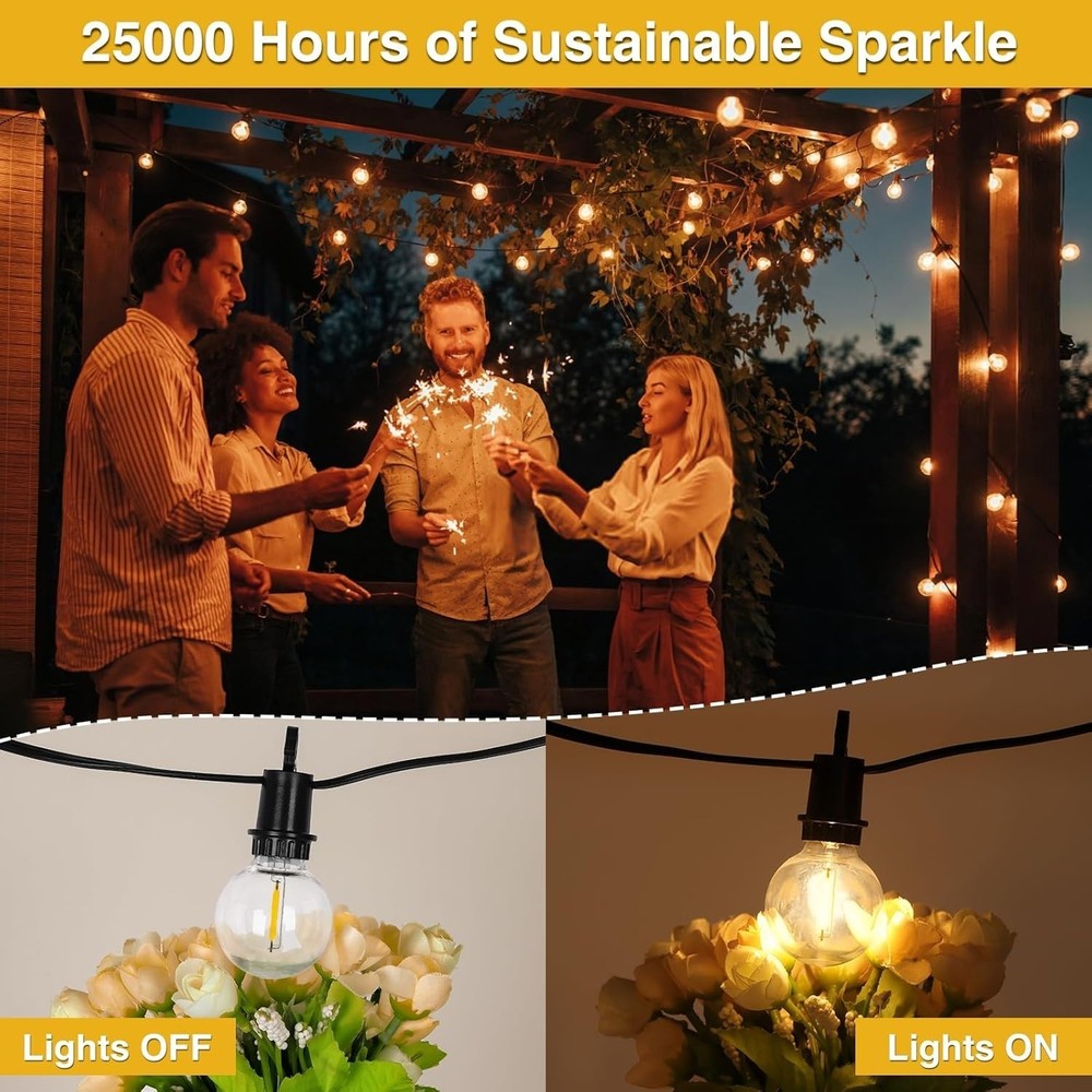 100FT Solar String Lights Outdoor Waterproof with Remote & USB Charging...