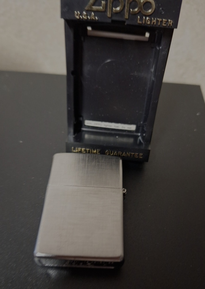 Zippo Lighter Platinum Silver Satin Double Sided Processing Regular case