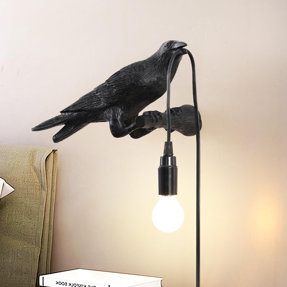 Raven Table Lamp, Gothic Crow Lamp, Adjustable Birds Table Light, Wall Sconce...