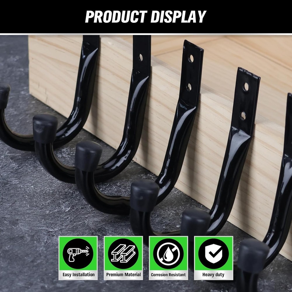 12 Pack Heavy Duty Garage Storage Hooks Wall Mount J Hooks For Hanging Tools
