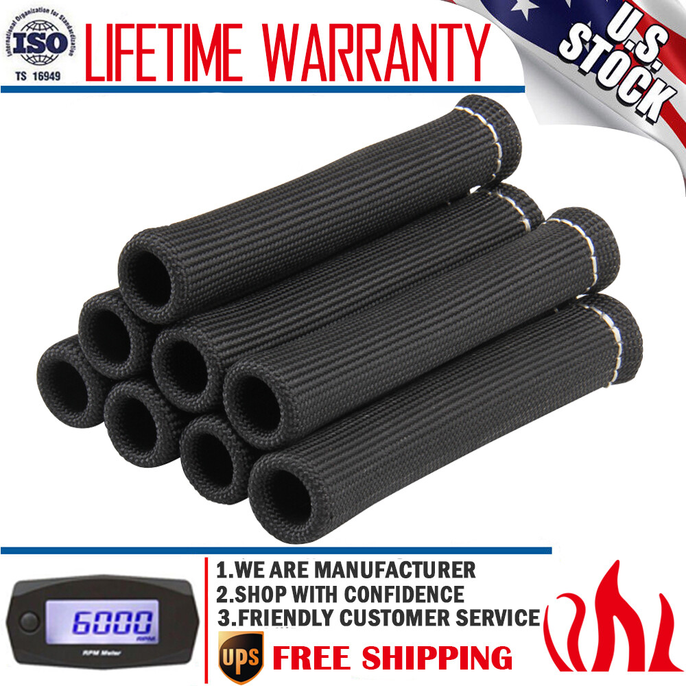 8PCS Spark Plug Heat Protector Insulating Fire Sleeve Spark Plug Wire Protector