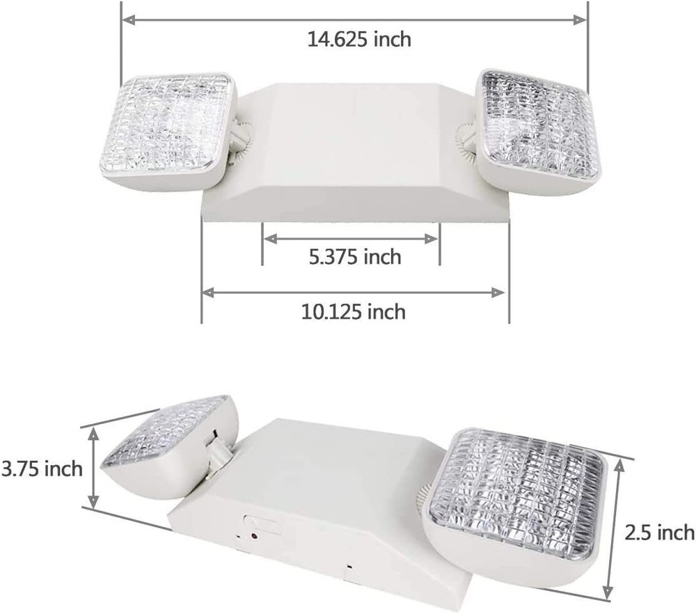 6 Pack LED Emergency Exit Light Adjustable 2 Head With Battery Back-up UL 924