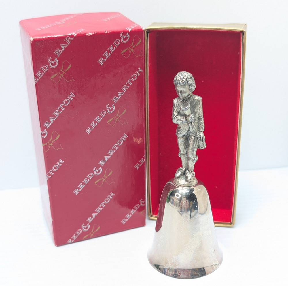 REED & BARTON SILVERPLATED YULETIDE BOY WITH BELL BOX B