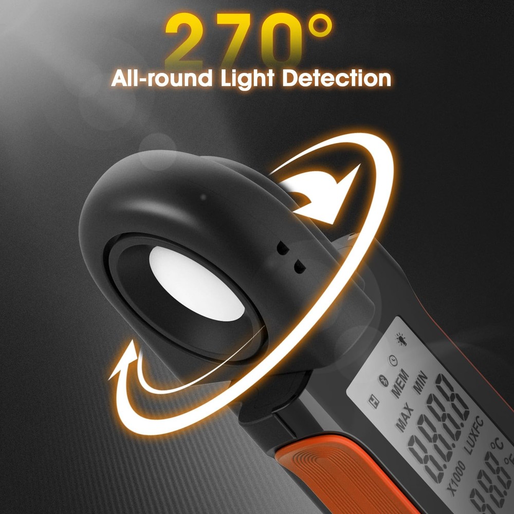 BTMETER Illuminance Light Meter w/Bluetooth - Digital Lumen Tester Measure Li...
