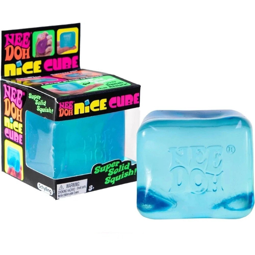 Nee Doh Nice Cubes Ice Cube Toy Fidget Super Solid Squish Blue USA