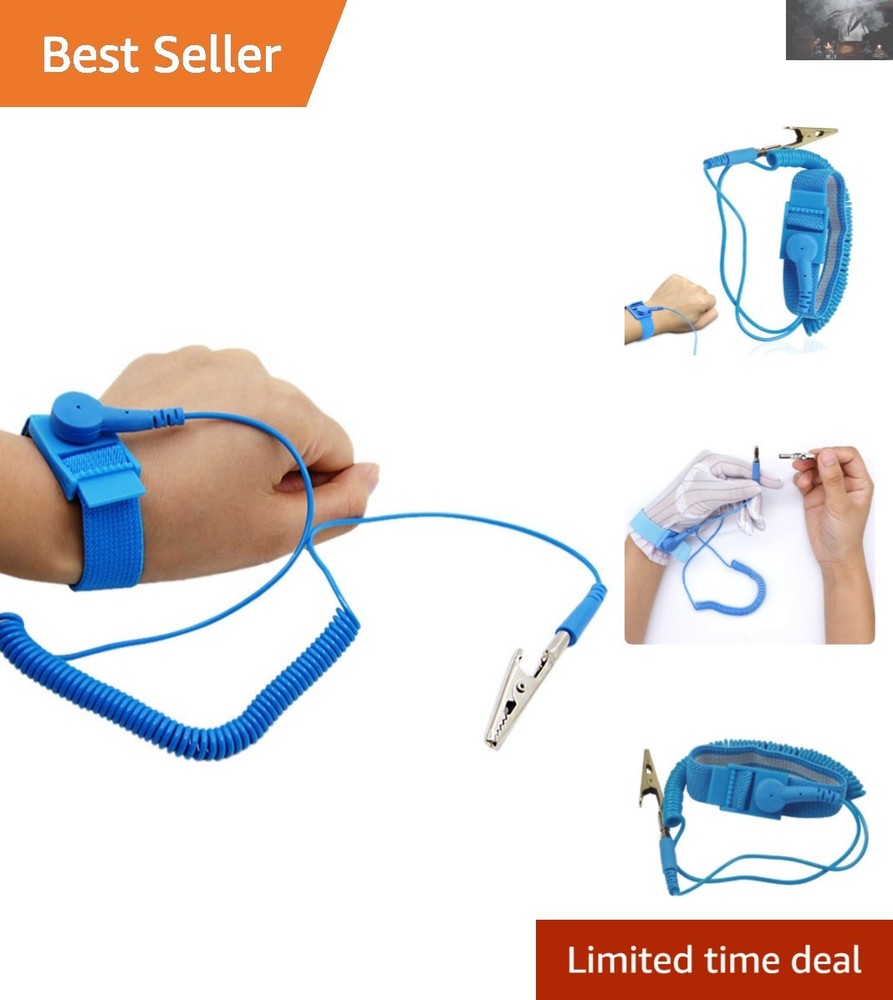 Blue Adjustable Antistatic Wrist Strap - Essential for Electronics Professionals