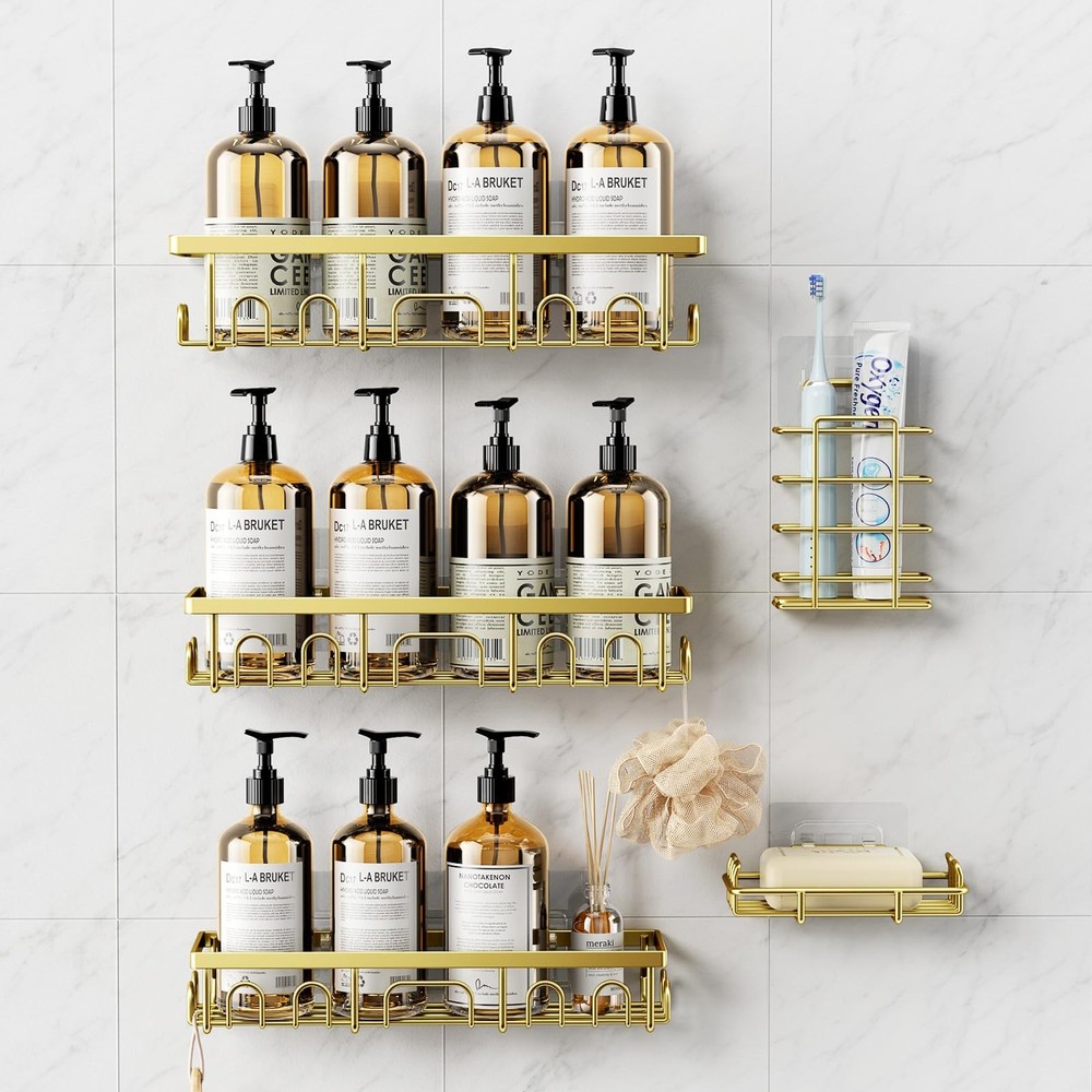 Shower Caddy, 5 Pack Shower Shelves for Inside Bathroom, Rustproof Adhesive B...
