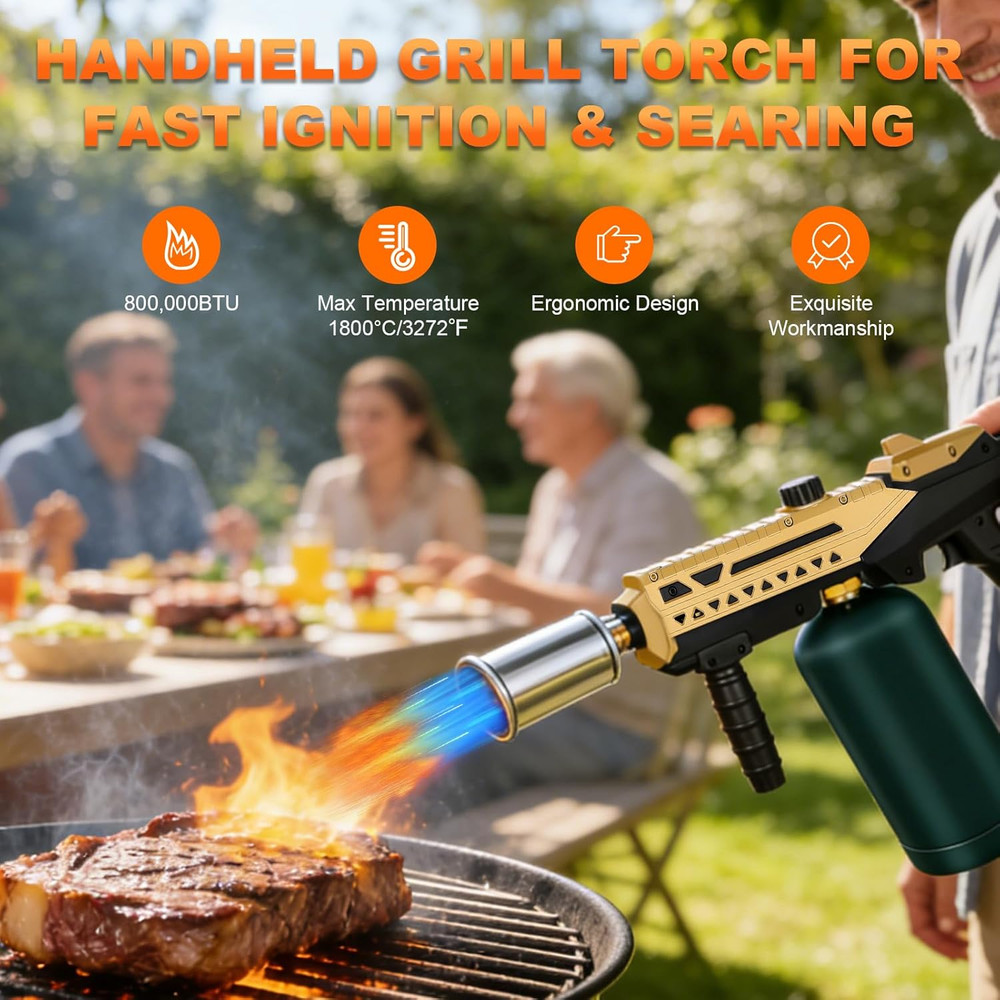 Powerful Propane Torch Gun, Adjustable Flame Thrower with Detachable Design for