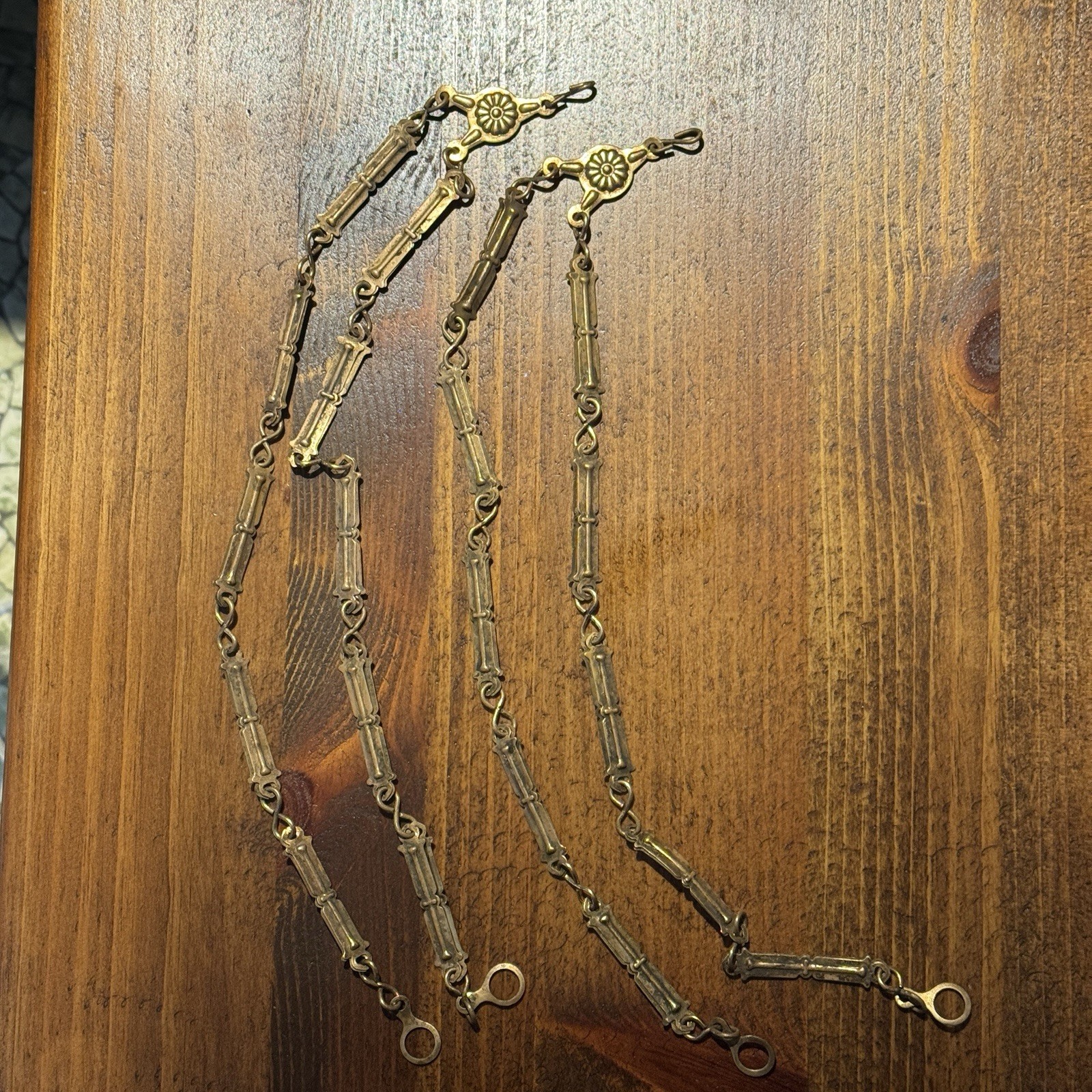 Antique Bar & Link Chains (2) Kerosene Lamp Hanging Oil VERY UNIQUE & RARE 15”