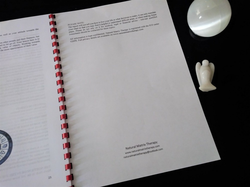 Personalised Astrology Birth Report - Printed, Comb-Bound - incl Birth Chart