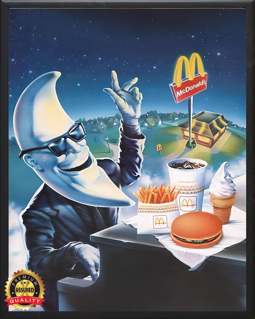 McDonalds - It's Mac Tonight - 1987 - Moon Head Guy - Rare - Metal Sign 11 x 14