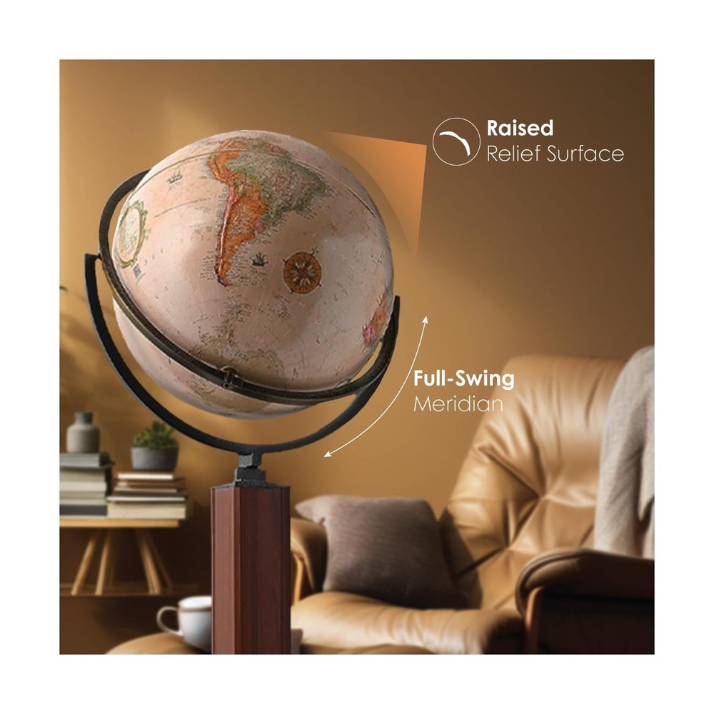 Waypoint Geographic Landen Globe, 16” Diameter Decorative Globe, Multi-Dir