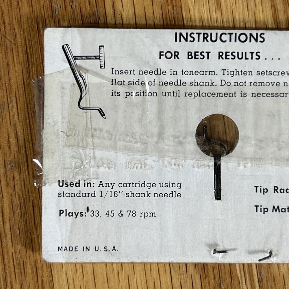 Vintage Electro Voice Phonograph Needle Package Power Point Replacement Sealed