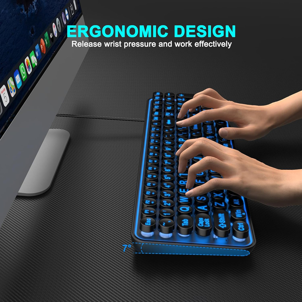 Large Print Backlit Keyboard, Wired USB Lighted Computer Keyboards with 7-Color