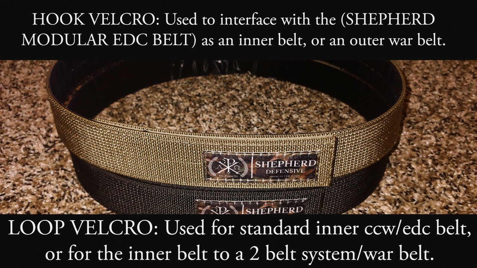 SHEPHERD Low-Profile EDC BELT - HOOK OR LOOP - [ INNER BELT ] - 1.5" Width