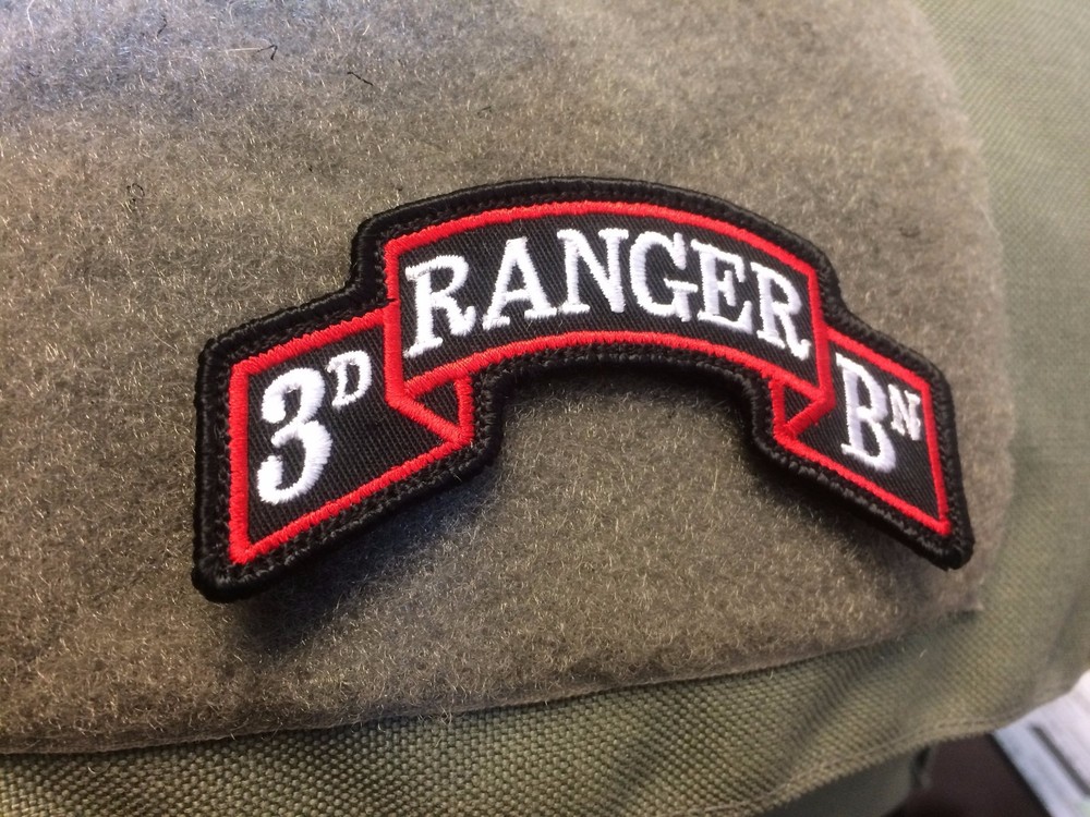 3rd Ranger Battalion Modern Scroll Hook & Loop Backed - 3 7/8" x 2" New Merrowed
