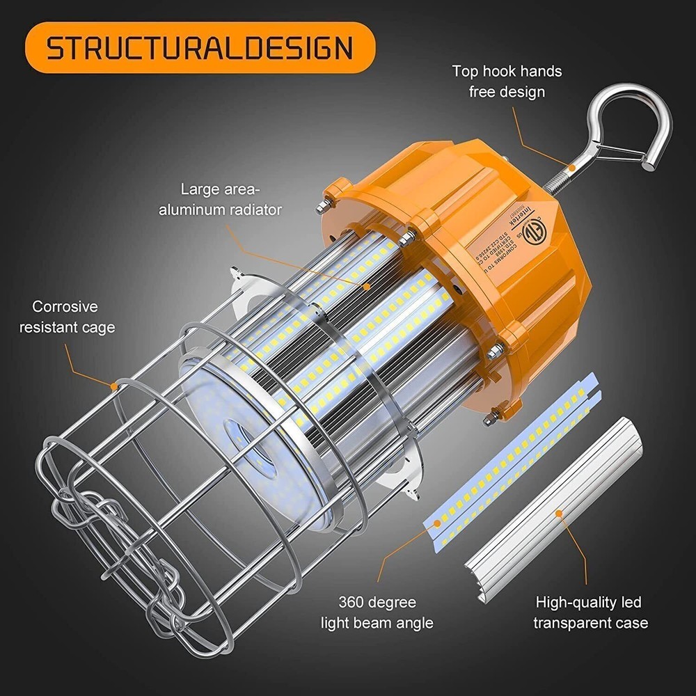 100W LED Temporary Work Light Hanging Construction Jobsite Light 5000K Daylight