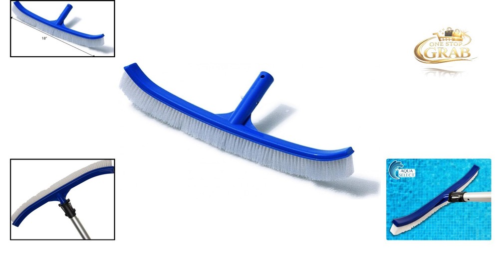 18 Inch Plastic Pool Wall Brush Light Weight Nylon Bristles Telescoping Compa...