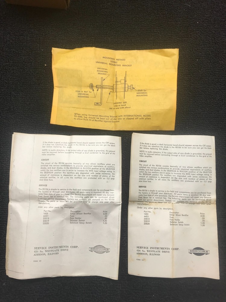 Sencore Model RS-106 Rectifier Troubleshooter