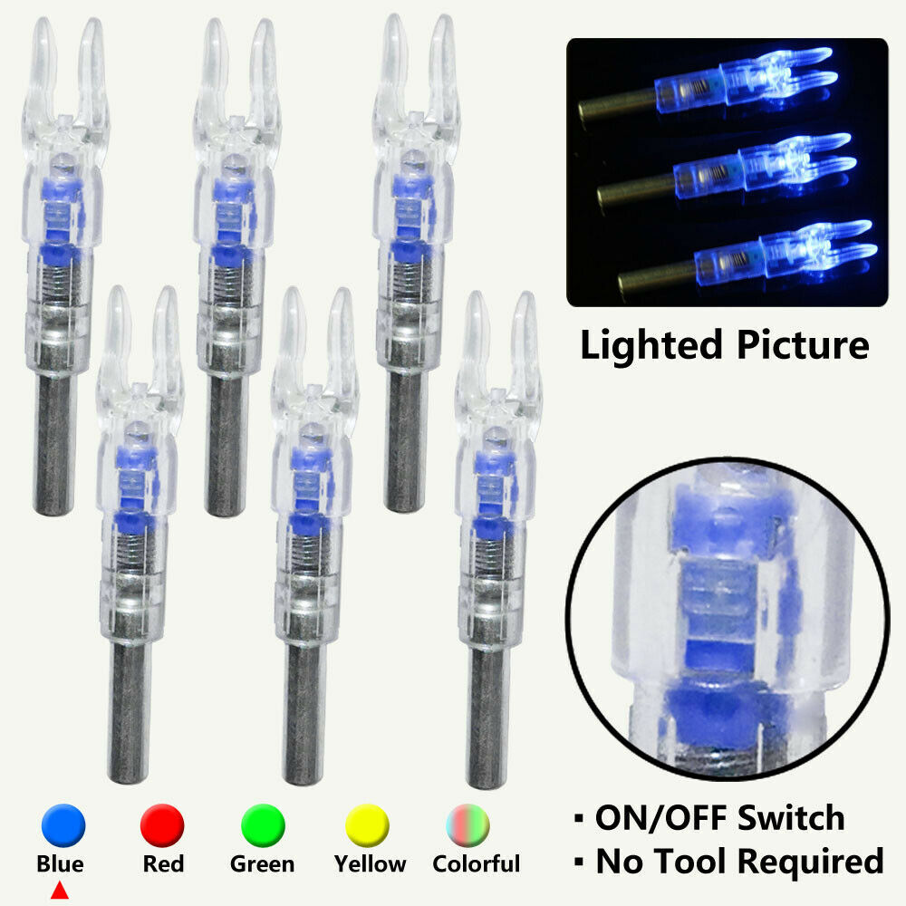 6Pcs LED Automatic Lighted Nocks 6.2mm Shooting Archery Arrows Arrow Nock Tails