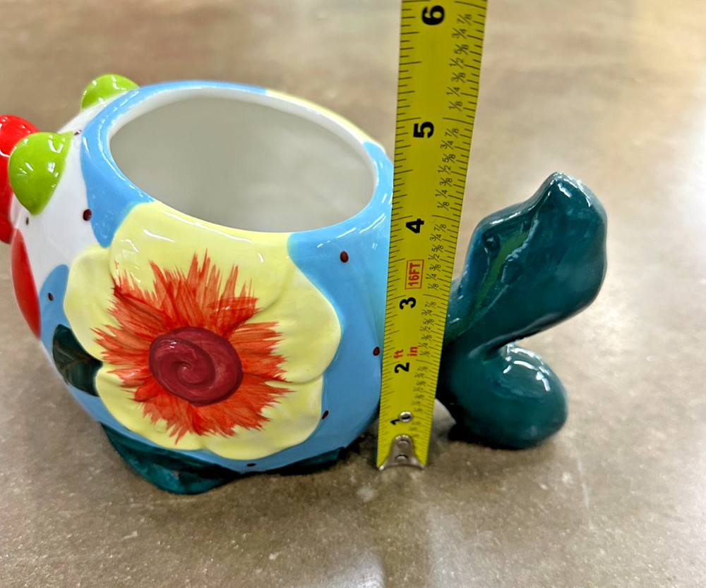 Blue Sky Ceramic Fish 8“ Planter, Multi Color