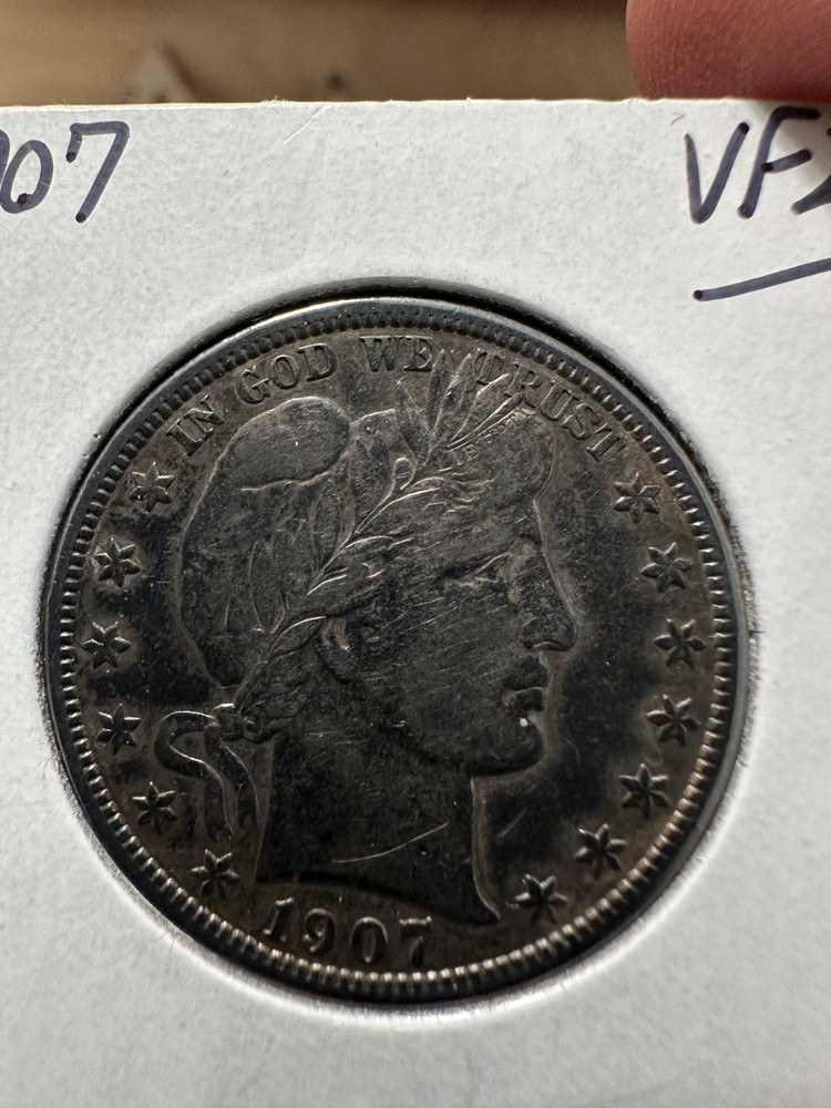 1907 barber half dollar Vf+