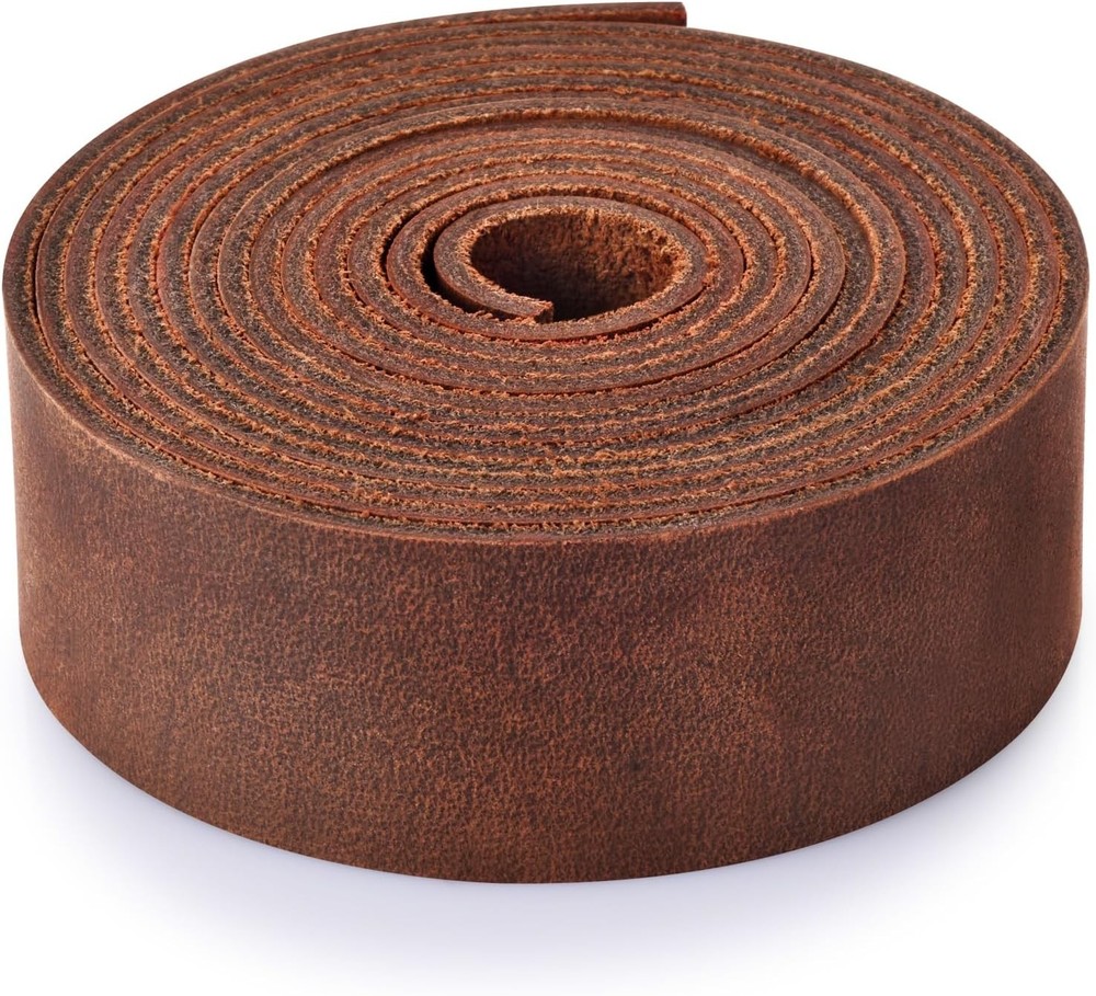 Leather Strap 1 Inches Wide Flat Straps for Crafts, Full Dark Brown