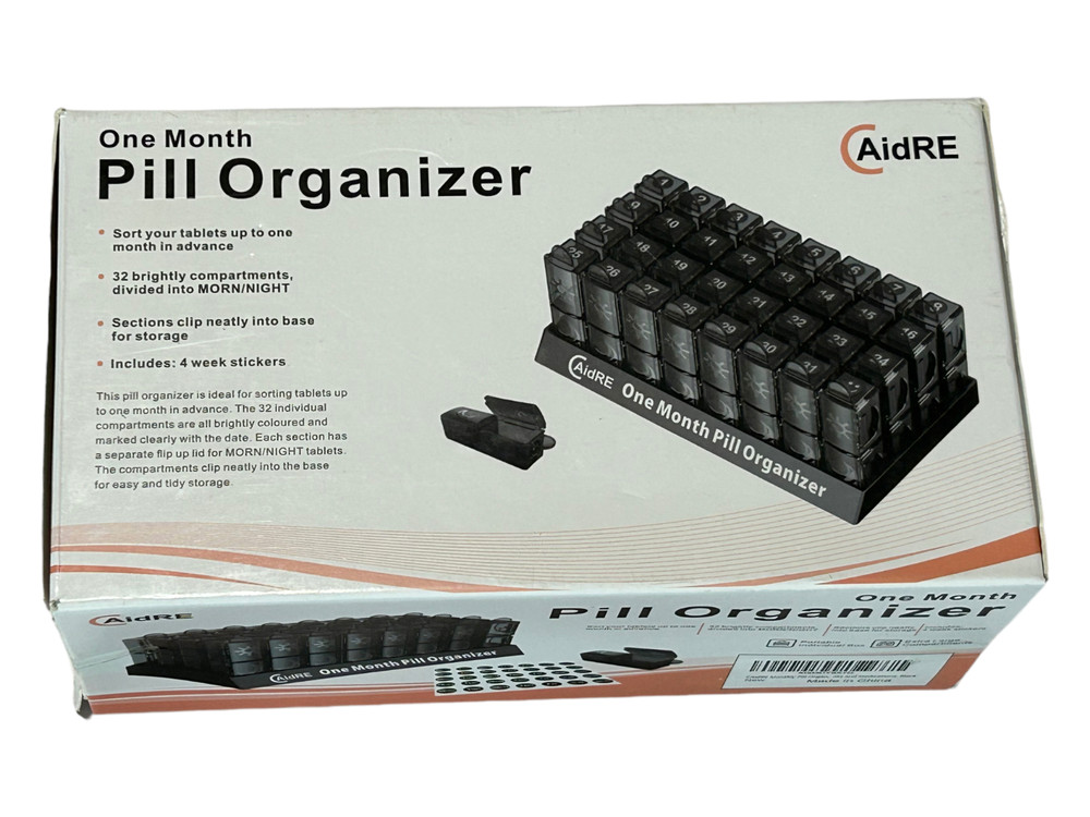 Pill Organizer 32 Day (64 Compartments) - Each Day Has 2 (Snap Close) Removeable