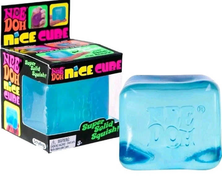 Nee Doh~Nice Cube Super Solid Squish Squeezable Stress Sensory Toy, Blue~SEALED