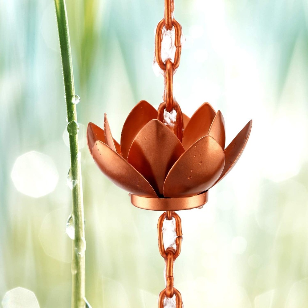 Transform Your Gutters: 8.5ft Adjustable Copper Rain Chain for Elegant Drainage