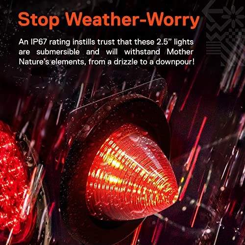 TRUE MODS 4pc 2.5" Round Beehive LED Boat Trailer Marker Light [DOT 4 Pack Red